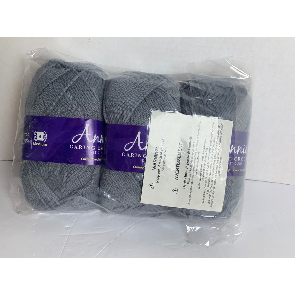 Annies Caring Crochet Kit Club Journey Bag CKC19 Gray 100% Cotton Yarn Kit